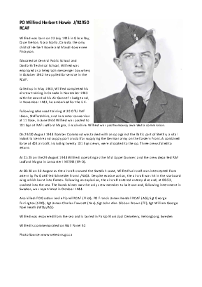 A preview of a PDF biography for Howie, Wilfred Herbert